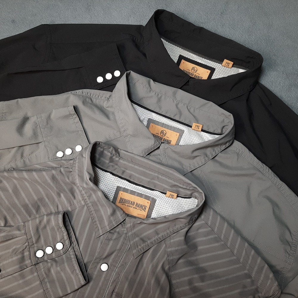 Redhead Ranch Shirt Mens 2XL XXL Gray Pearl Snap Western 3-PACK BUNDLE!